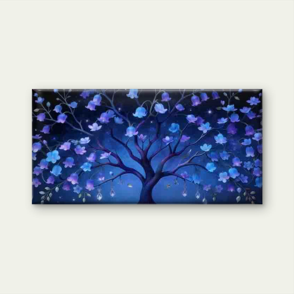 Dreamy Blue And Purple Blossom Wall Art Canvas Office Home Room Framed 120x60cm