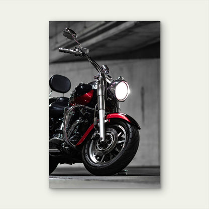 Red Cruiser Motorcycle Chrome Chopper 40x60cm Metal Print Ready to Hang
