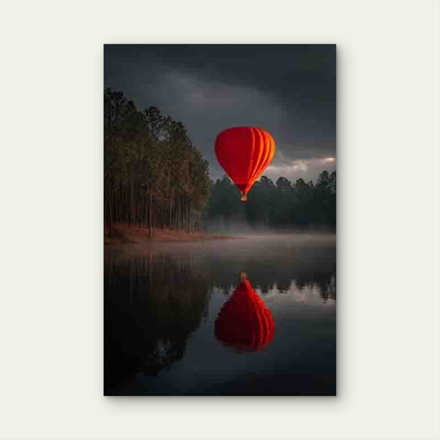 Silent Red Balloon Reflection, 60x90cm Metal Print Ready to Hang - Bella Home Decor