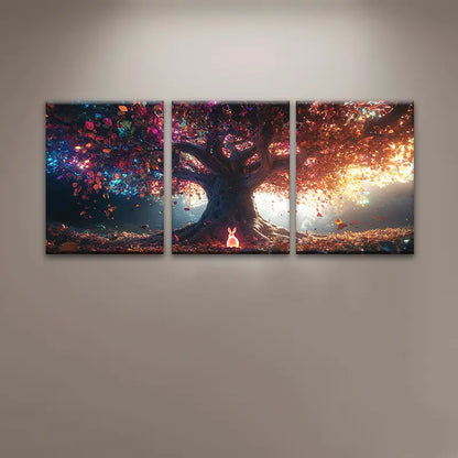 3pcs Vibrant Multicolor Leaves Metal Print Ready to Hang Art