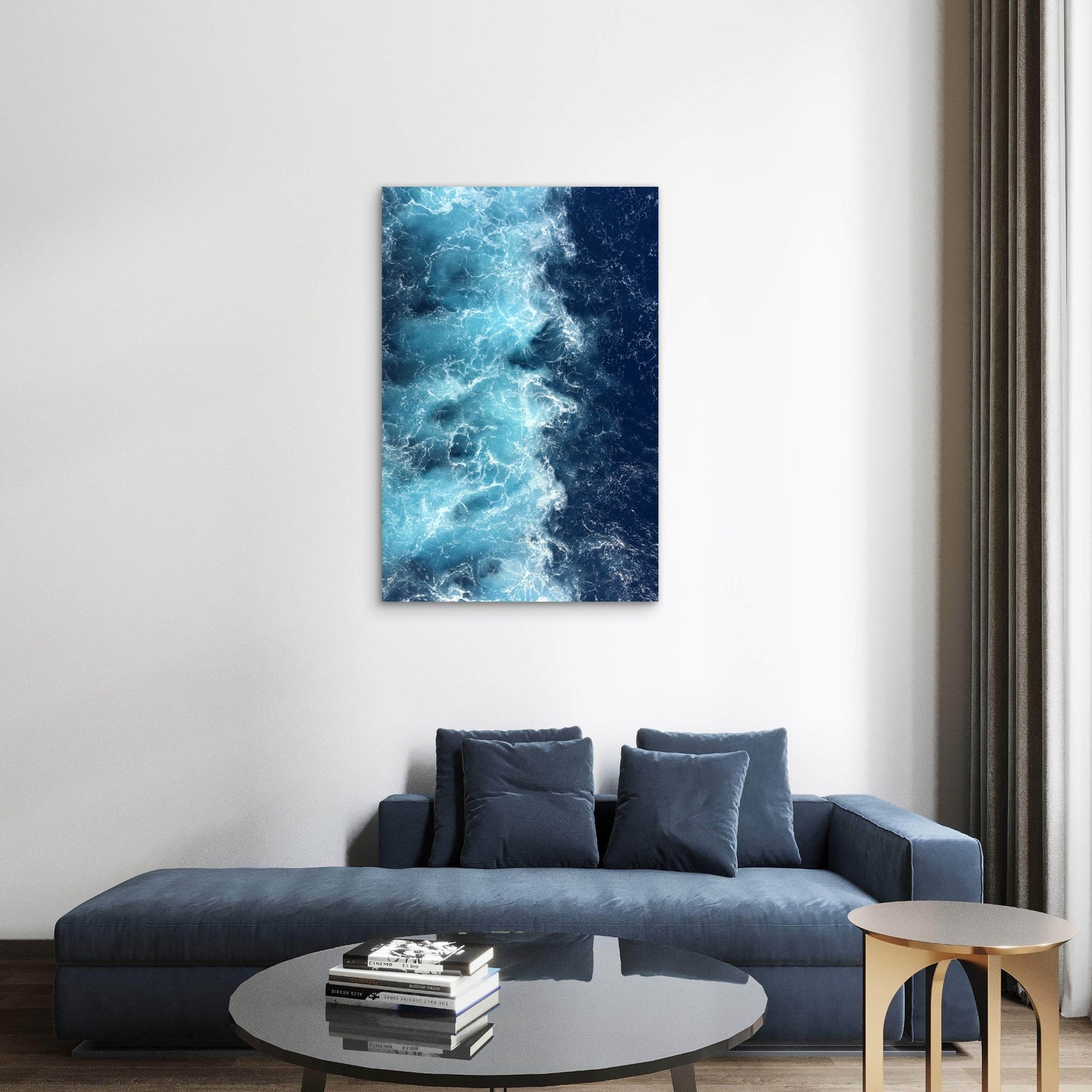 Waves Light Blue Merging With Darker Ocean Water 40x60cm Metal Print Ready to Hang