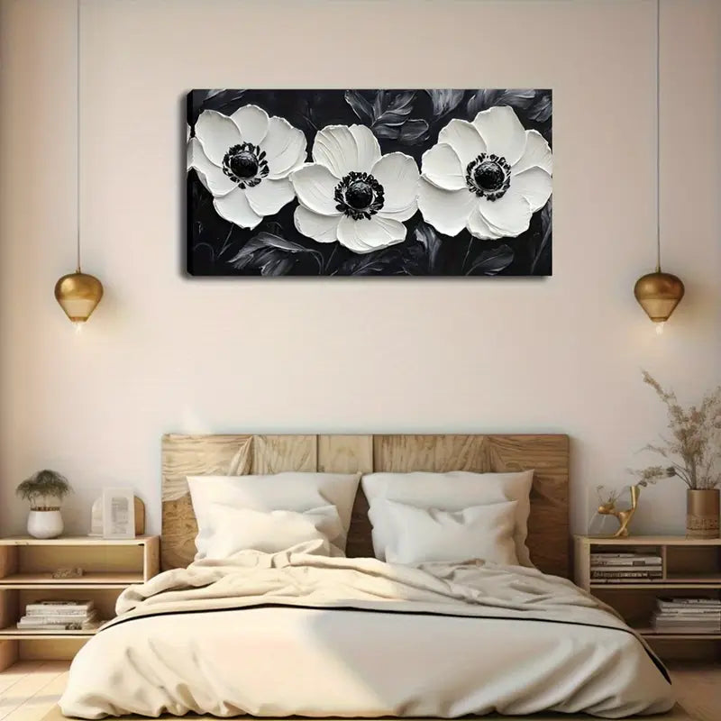 Elegant Black and White Wall Art Canvas Office Home Room Framed 120x60cm - Bella Home Decor