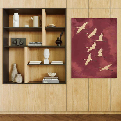 Elegant Birds Sky 60x90cm Metal Print Ready to Hang - Bella Home Decor