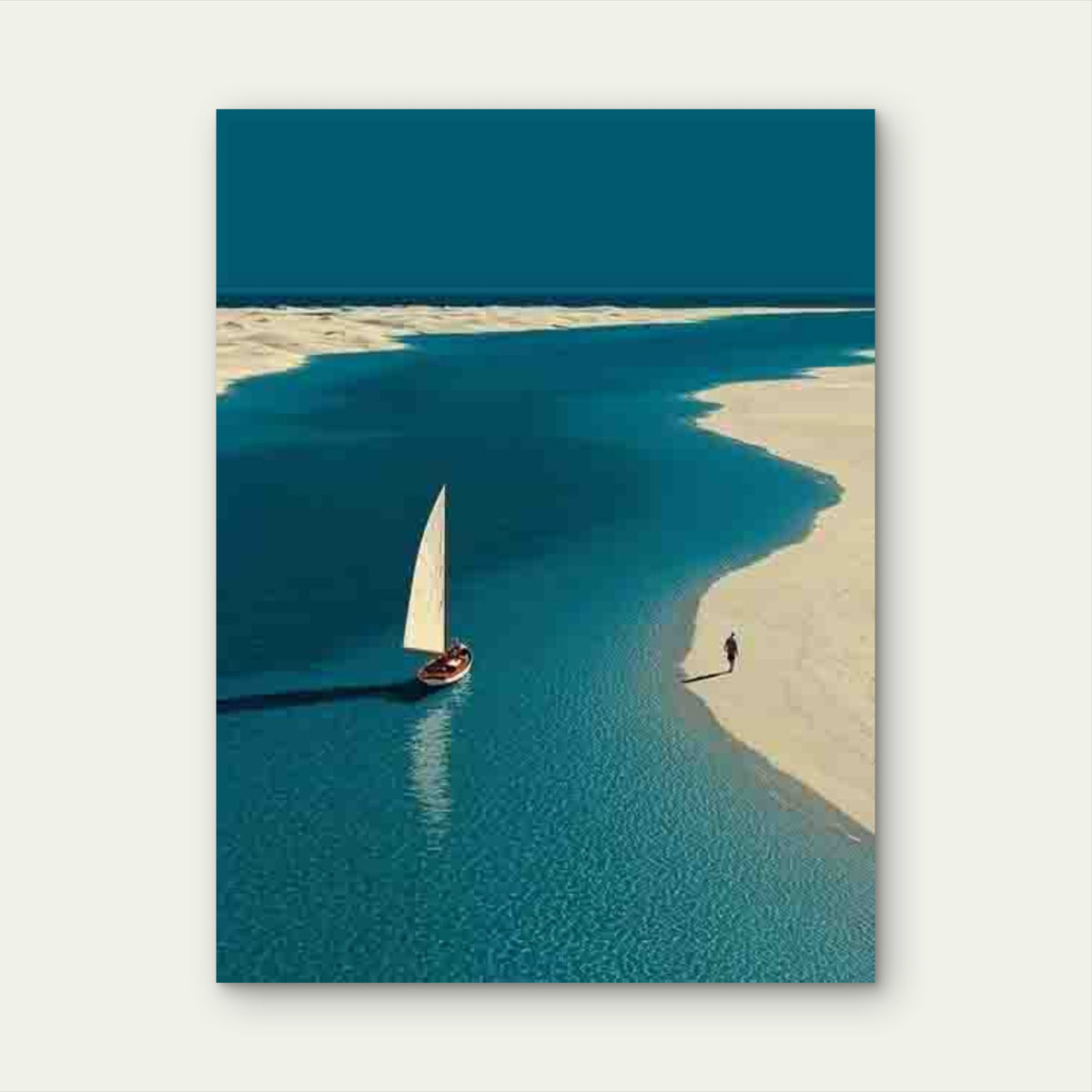 Minimalist Sailboat Artwork Metal Print Ready to Hang