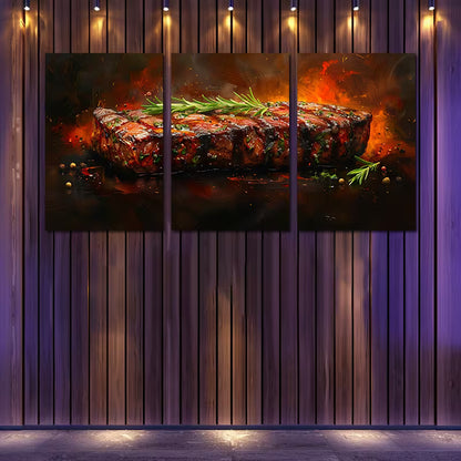 3pcs Delicious Steak Wall Art Set Canvas Framed 50x70cm - High Quality Print 100% Australian Made Wall Canvas Ready to Hang - Bella Home Decor