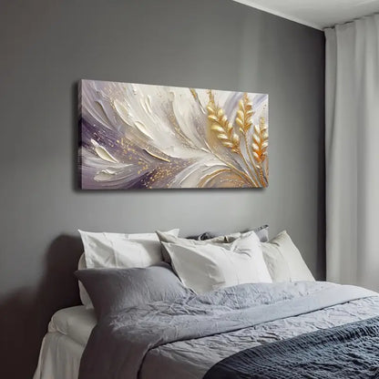 Leaf Purple White Fluid Wall Art Canvas Office Home Room Framed 120x60cm - Bella Home Decor