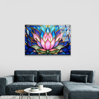 Stained Glass Lotus Flower Acrylic Glass Printing Wall Art Australian Made Quality
