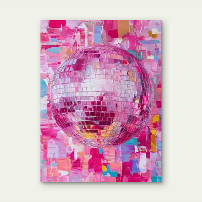 Disco Ball Pink Funky Trendy Painting 60x90cm Metal Print Ready to Hang