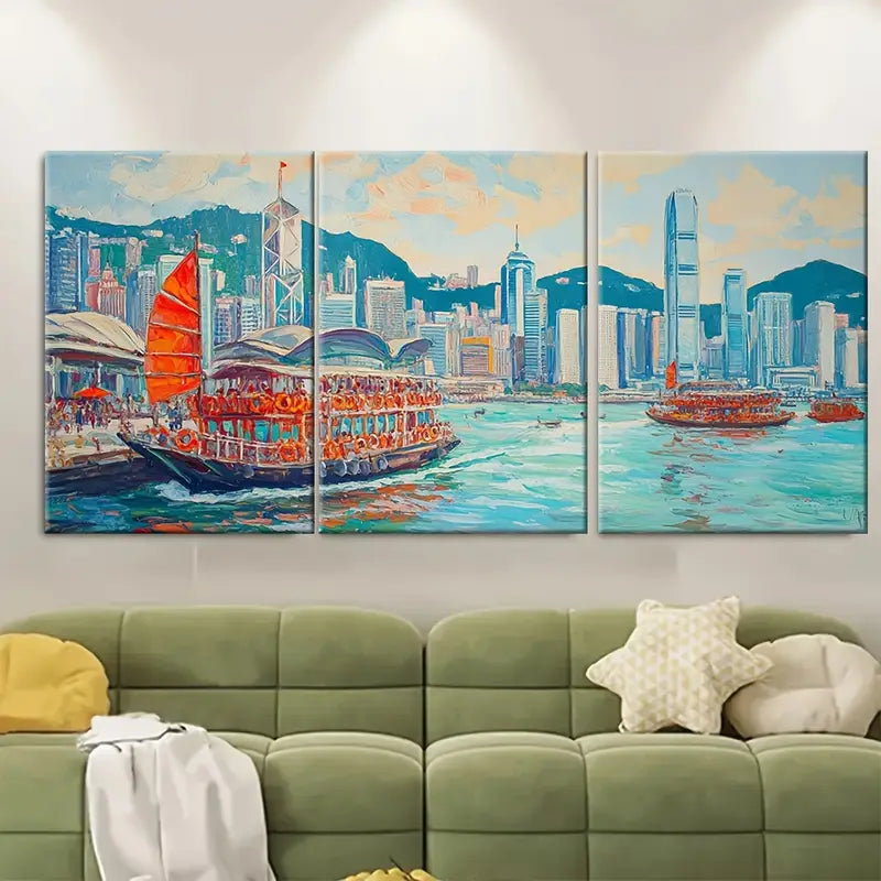 3pcs Hong Kong Travel Print Metal Print Ready to Hang Art