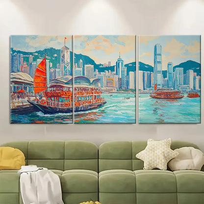 3pcs Hong Kong Travel Print Metal Print Ready to Hang Art