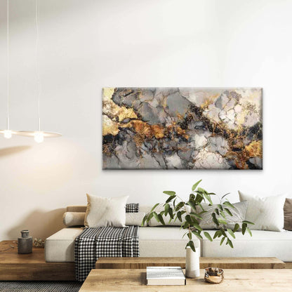 Dark Marble & Gold Abstract Wall Art Canvas Office Home Room Framed 120x60cm - Bella Home Decor
