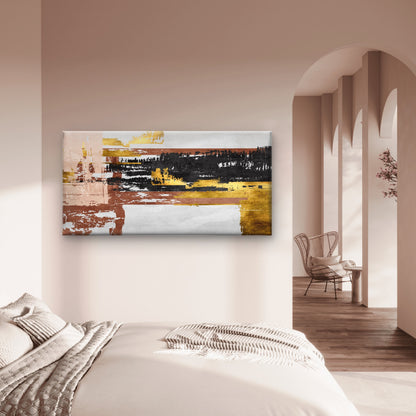 Black Gold Rust Abstract Wall Art Canvas Office Home Room Framed 120x60cm