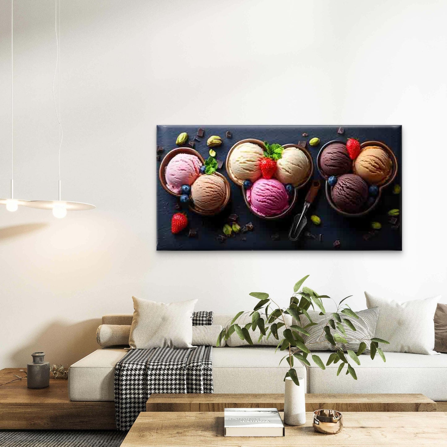 Ice Cream in Mickey Mouse Bowl Wall Art Canvas Office Home Room Framed 120x60cm - Bella Home Decor
