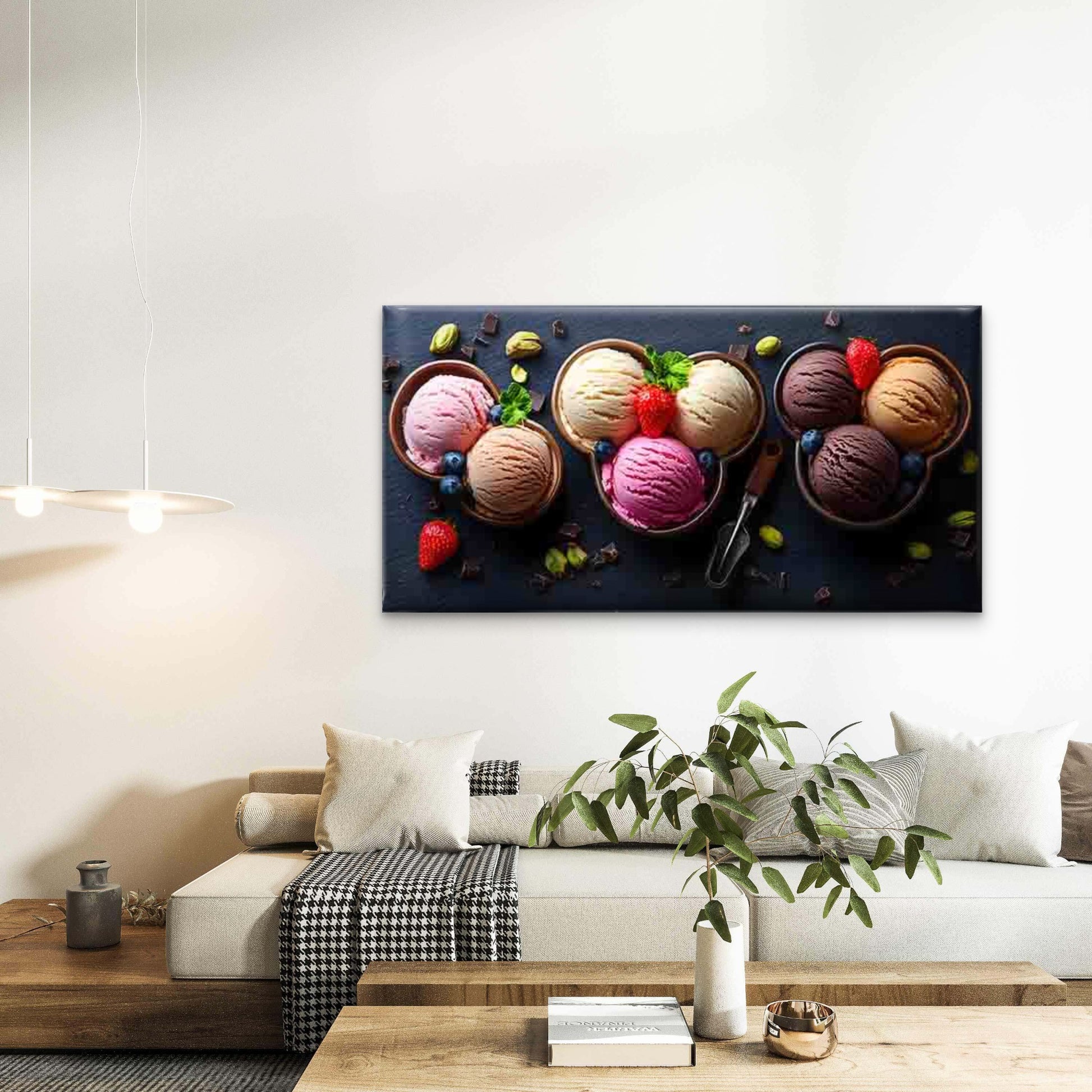 Ice Cream in Mickey Mouse Bowl Wall Art Canvas Office Home Room Framed 120x60cm - Bella Home Decor