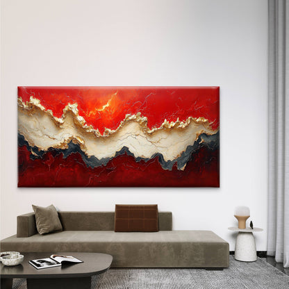 Red Gold Abstract Wall Art Canvas Office Home Room Framed 120x60cm