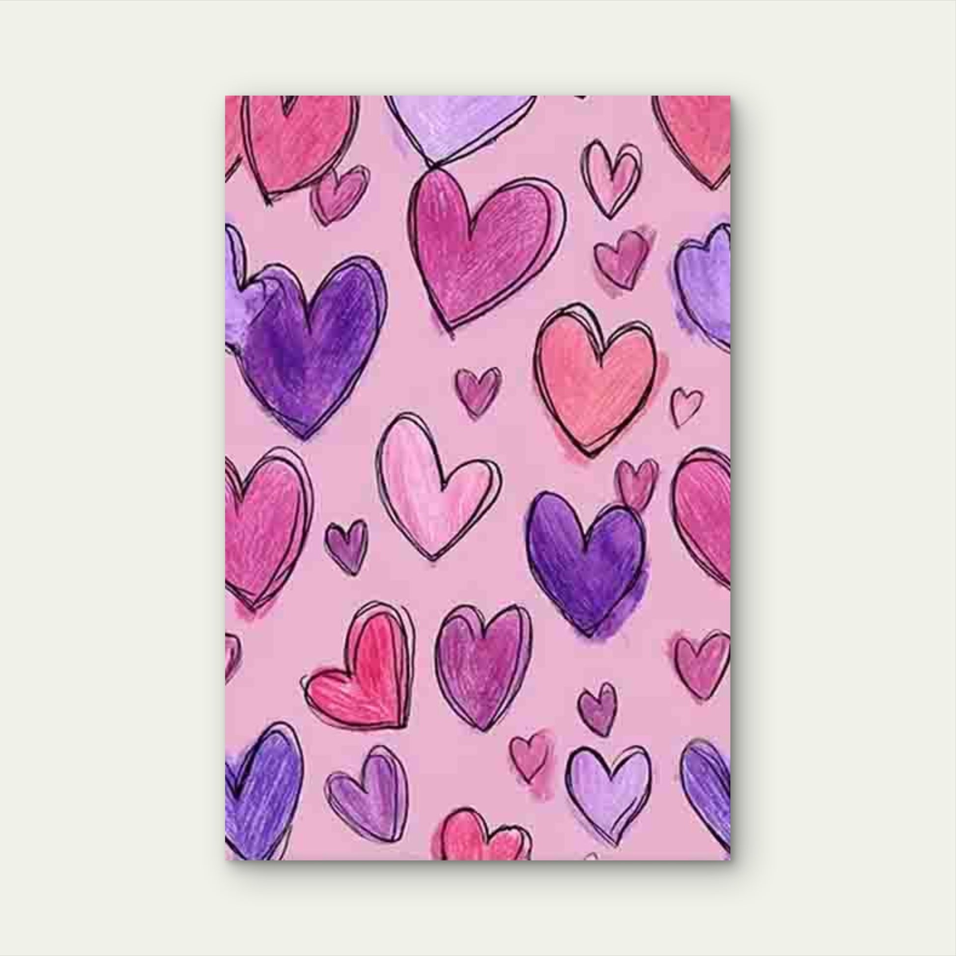 Hand-Drawn Heart Patterns 60x90cm Metal Print Ready to Hang - Bella Home Decor