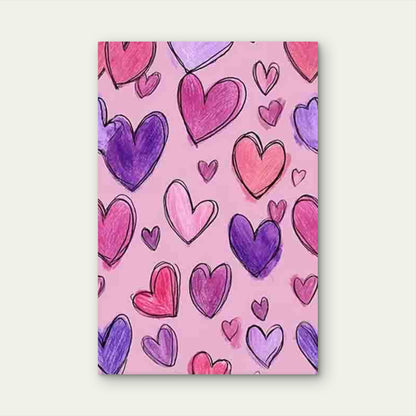Hand-Drawn Heart Patterns Metal Print Ready to Hang - Bella Home Decor