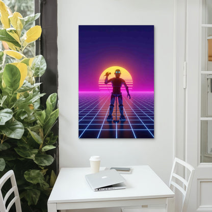 Retro Robot Serenade 40x60cm Metal Print Ready to Hang - Bella Home Decor