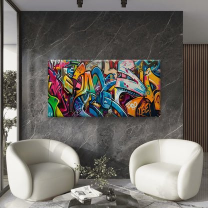 Abstract Colorful Graffiti Wall Art Canvas Office Home Room Framed 120x60cm