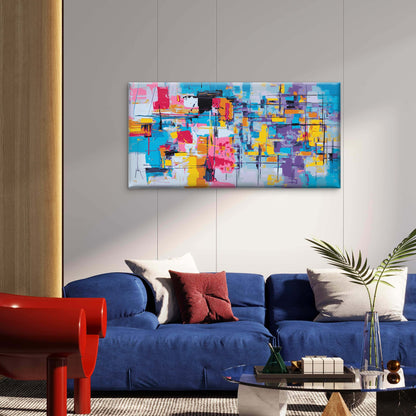 Modern Colorful Block Geometric Wall Art Canvas Office Home Room Framed 120x60cm