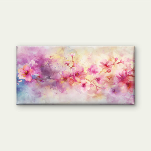Radiant Pink Watercolor Petals Wall Art Canvas Office Home Room Framed 120x60cm