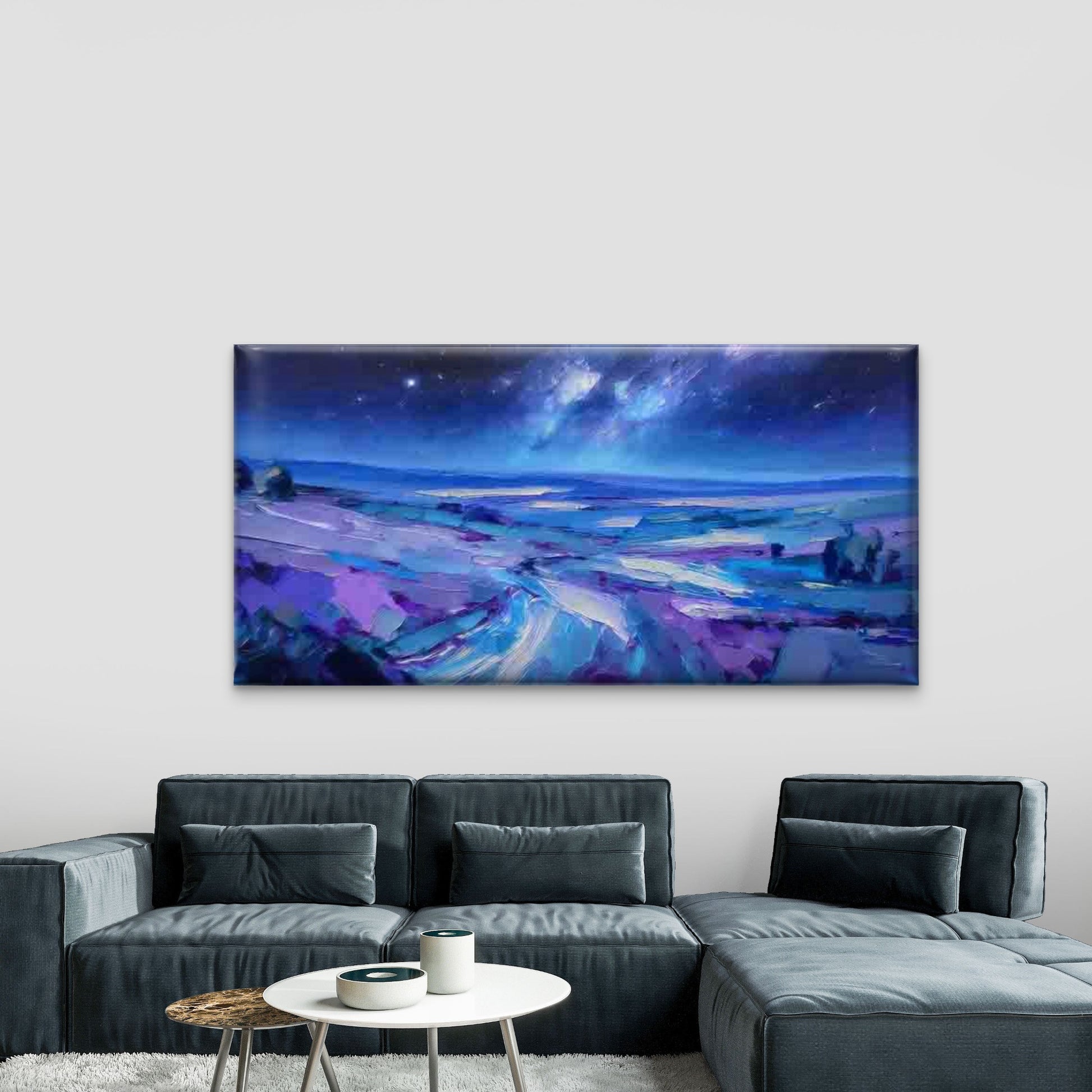 Dreamy Starry Night Landscape Wall Art Canvas Office Home Room Framed 120x60cm - Bella Home Decor