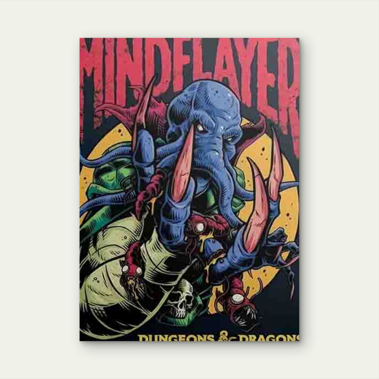 Mind Flayer Illustration 60x90cm Metal Print Ready to Hang - Bella Home Decor