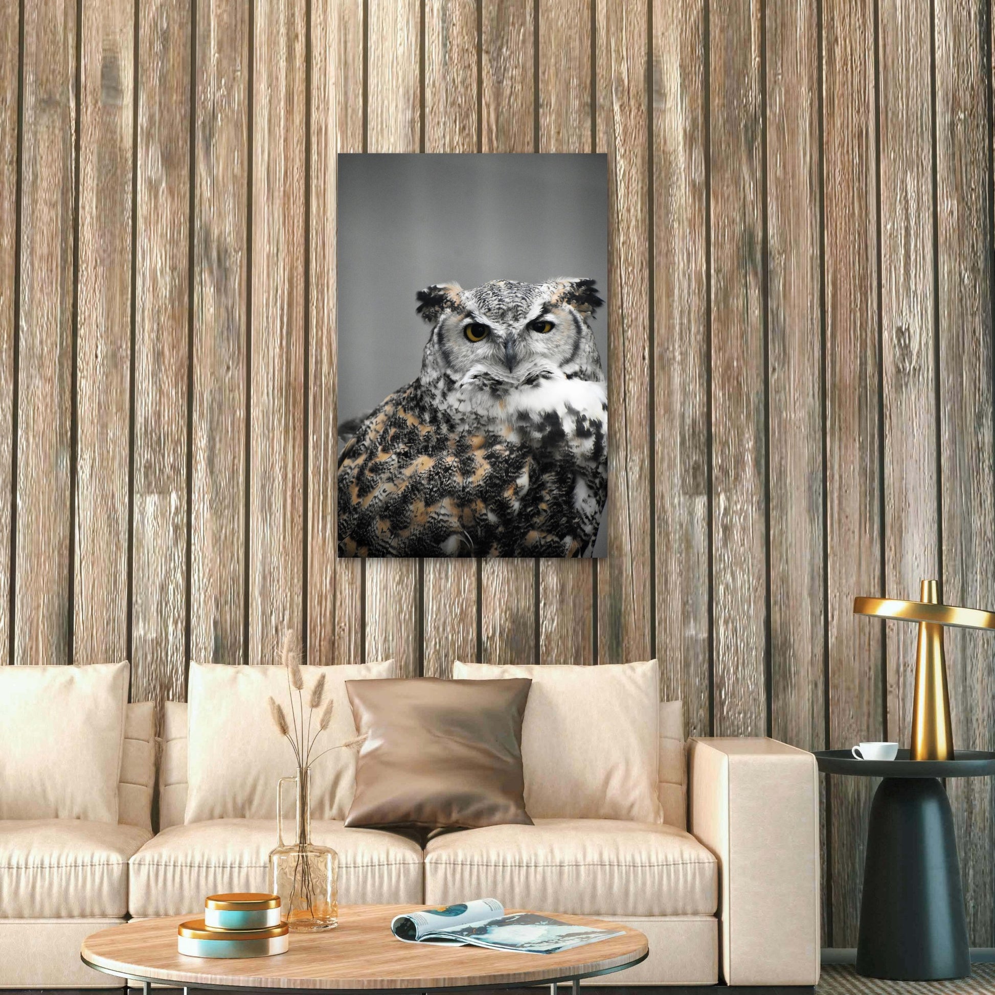 Close Up Portrait Owl 40x60cm Metal Print Ready to Hang