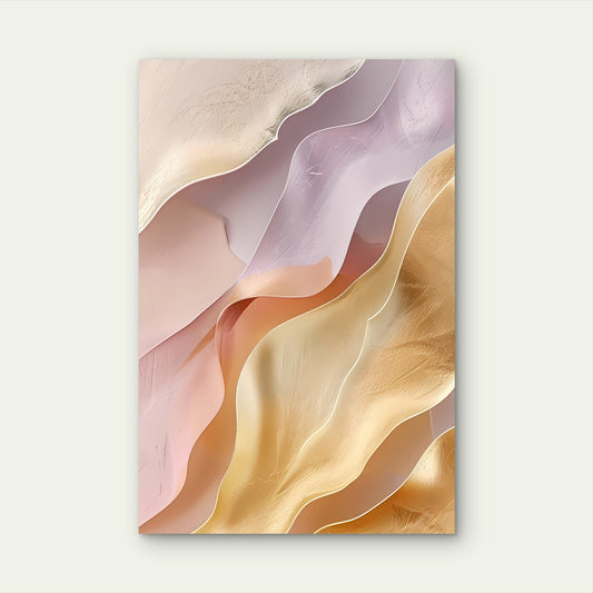 Abstract Gold Flow Elegant Pastel Ripples 40x60cm Metal Print Ready to Hang