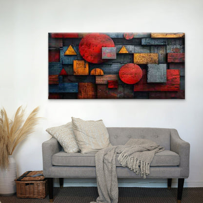Abstract Geometric Shapes Wall Art Canvas Office Home Room Framed 120x60cm - Bella Home Decor