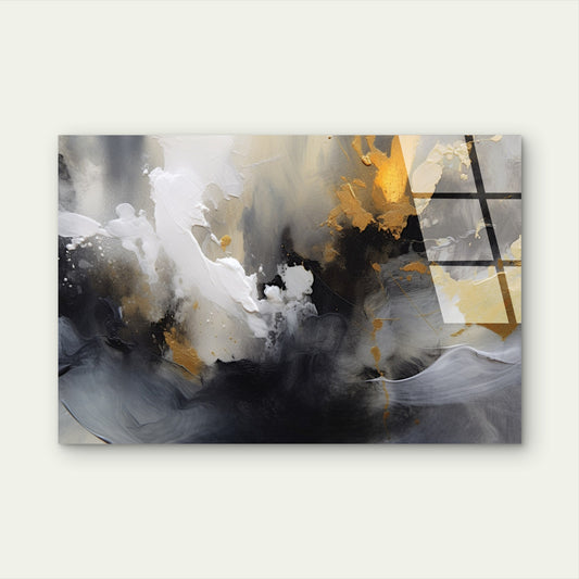 Modern Black Gold Painting Acrylic Glass Printing Wall Art Australian Made Quality