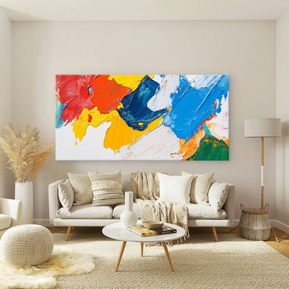 Bold Strokes & Vibrant Colors Wall Art Canvas Office Home Room Framed 120x60cm