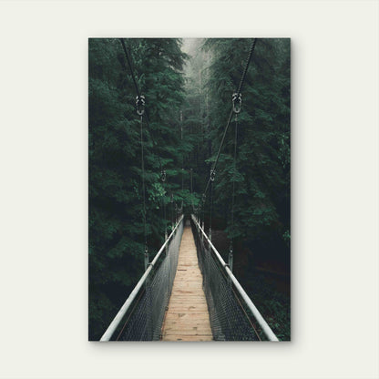 Point of View Shot of a Narrow Suspension Bridge 60x90cm Metal Print Ready to Hang - Bella Home Decor