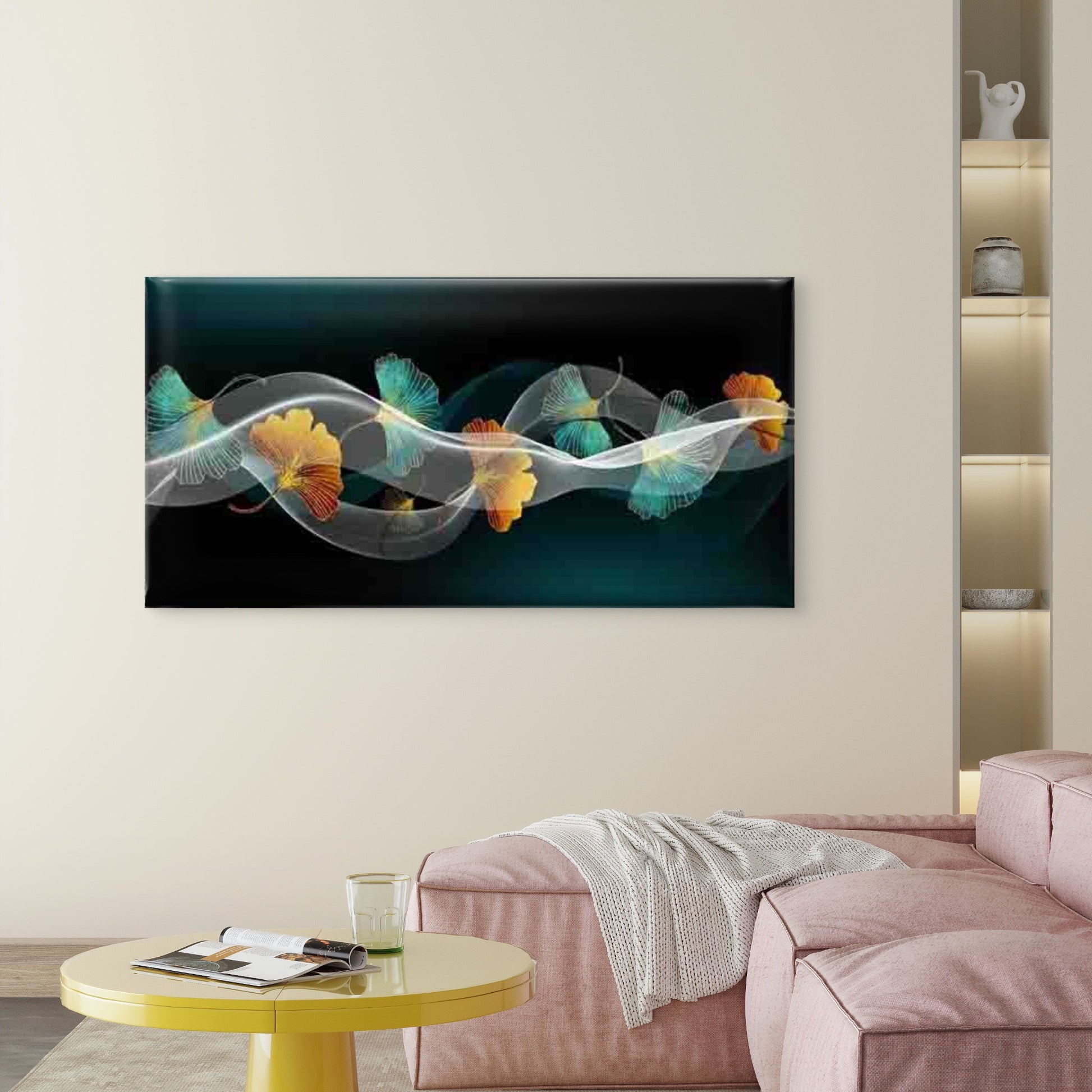 Ginkgo Leaves Swaying Wall Art Canvas Office Home Room Framed 120x60cm - Bella Home Decor