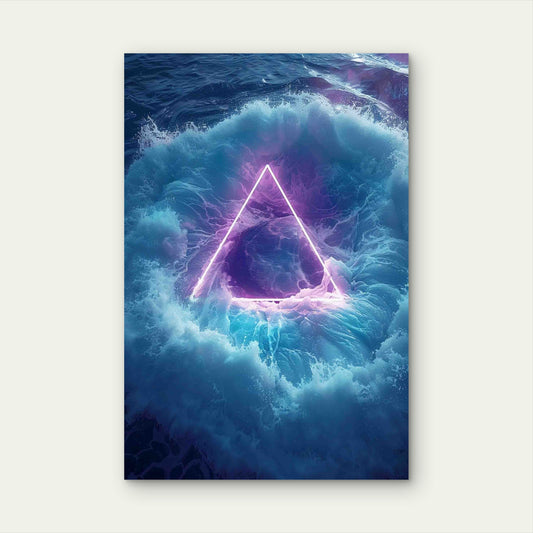 Bermuda Triangle With Mystical Neon Sign 60x90cm Metal Print Ready to Hang