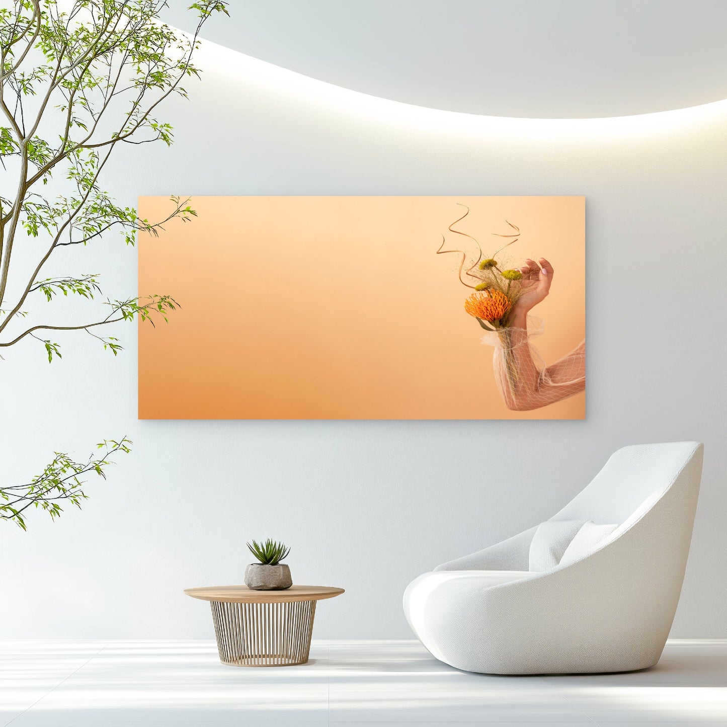 Orange Toned Floral Display Wall Art Canvas Office Home Room Framed 120x60cm