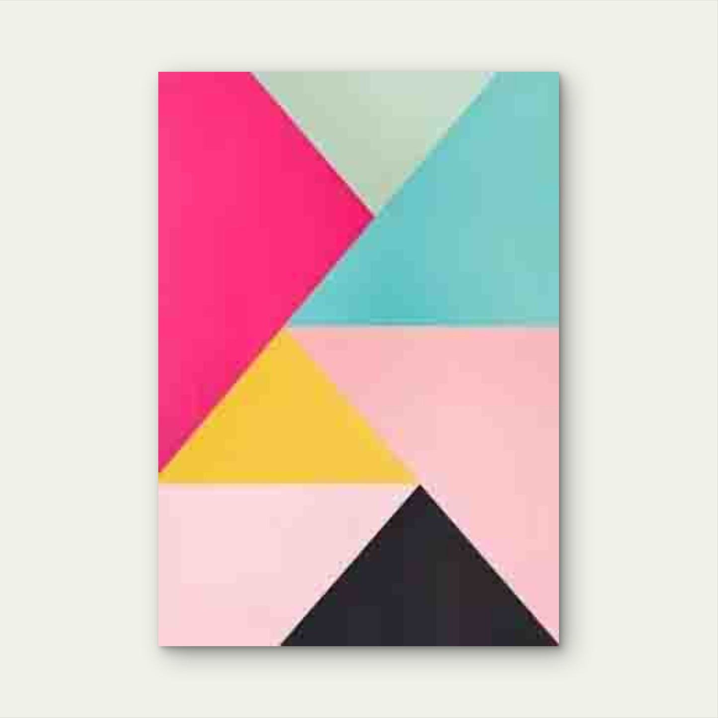 Vibrant Triangles And Squares Abstract Geometric  60x90cm Metal Print Ready to Hang - Bella Home Decor