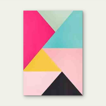 Vibrant Triangles And Squares Abstract Geometric  60x90cm Metal Print Ready to Hang - Bella Home Decor