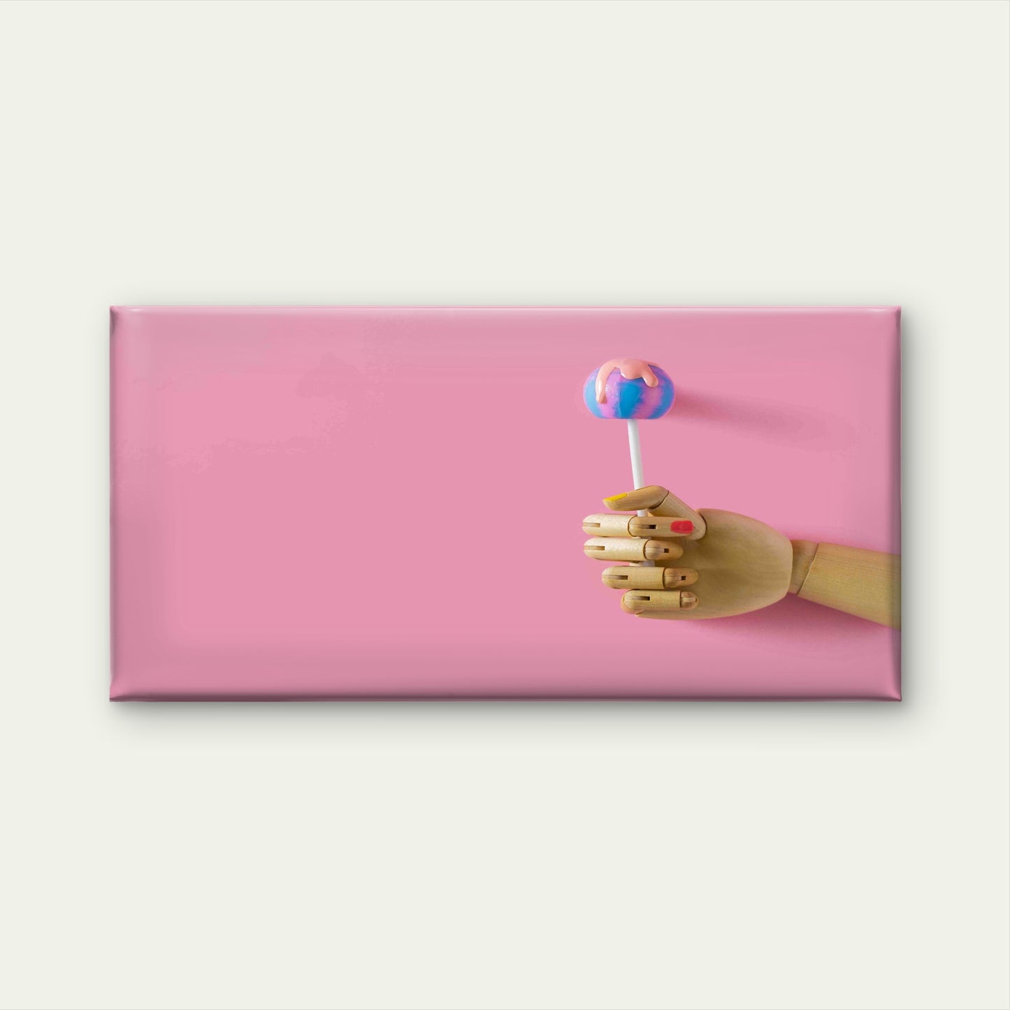 Wooden Hand With Lollipop Wall Art Canvas Office Home Room Framed 120x60cm