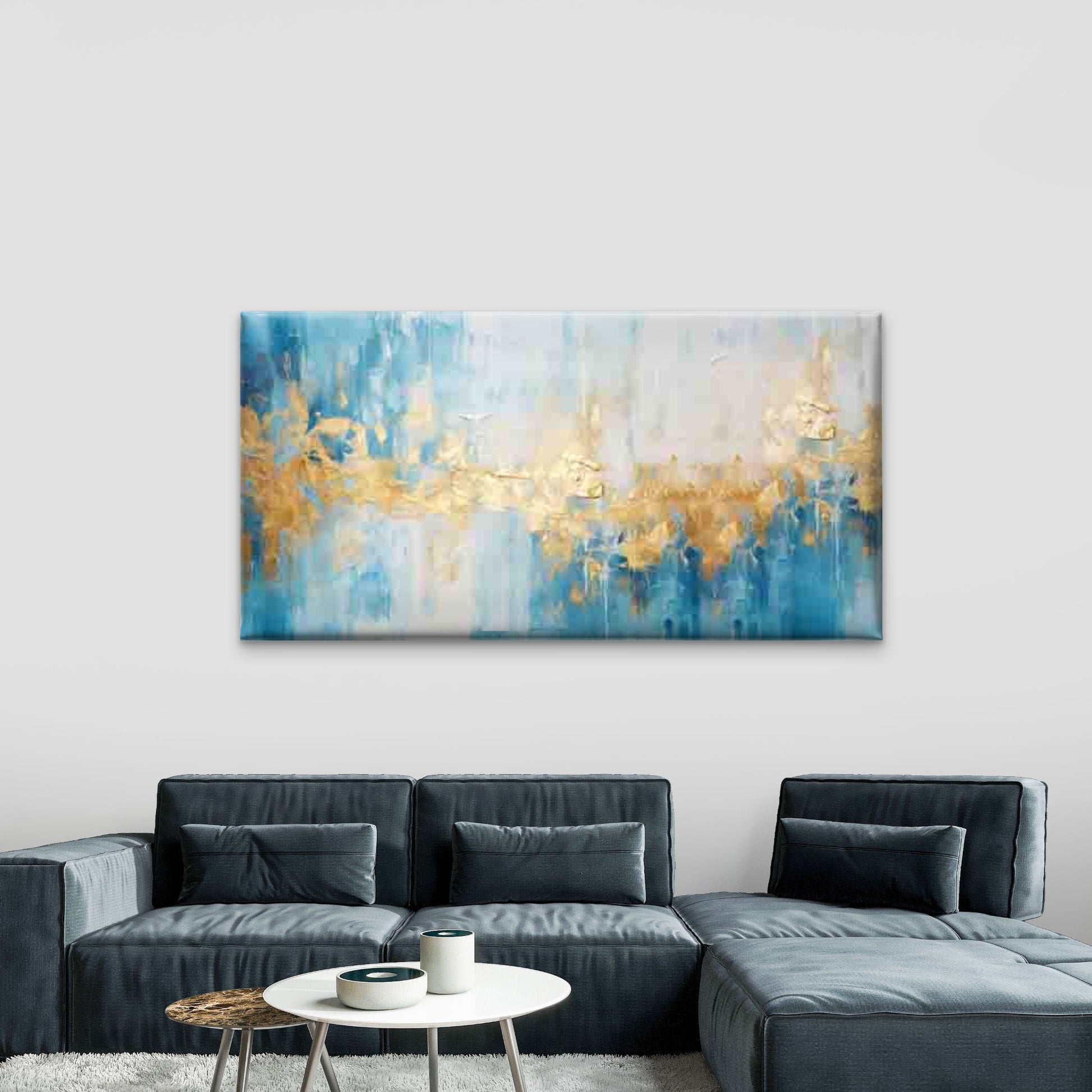 Abstract with Golden Leaf Accen Wall Art Canvas Office Home Room Framed 120x60cm - Bella Home Decor