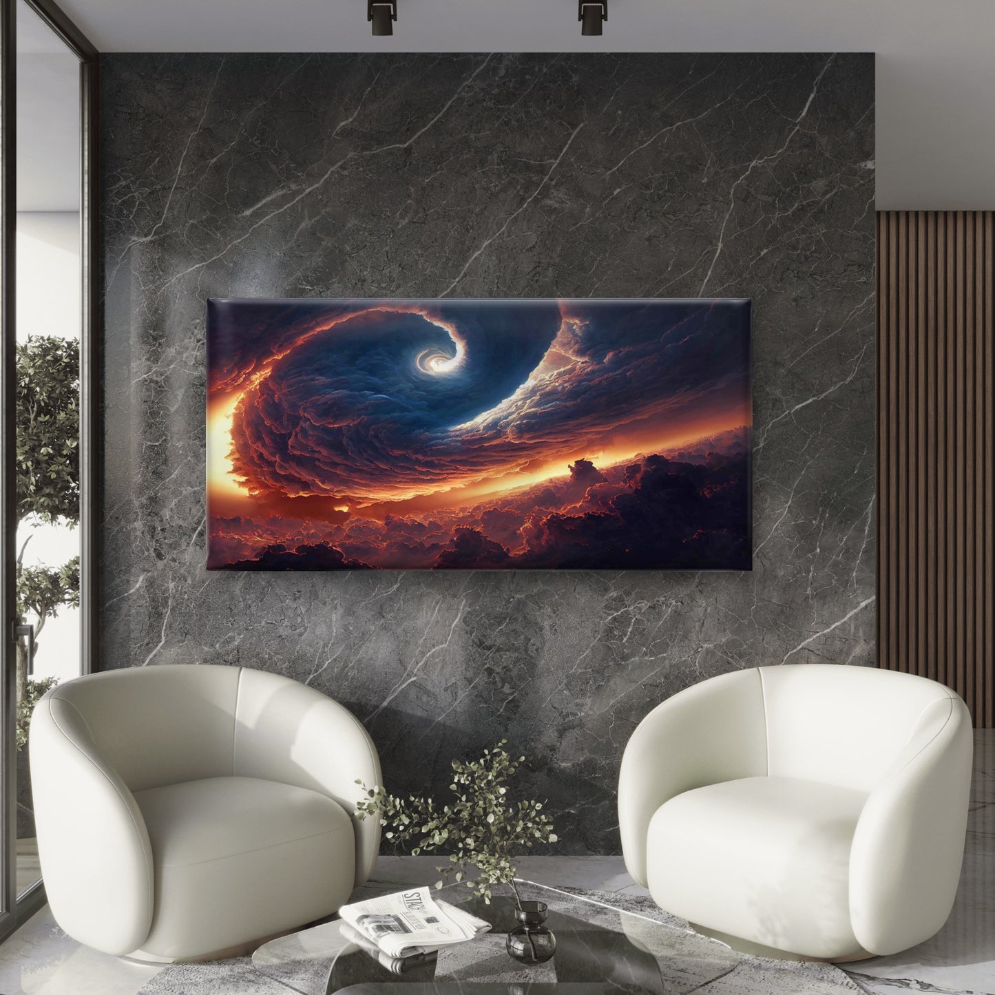 Fiery Vortex Of The Red Storm Wall Art Canvas Office Home Room Framed 120x60cm