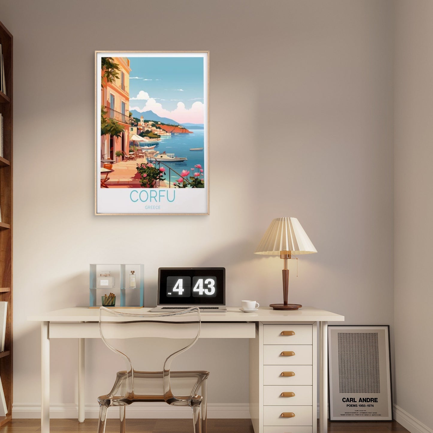 Corfu Greece, Coast and Beautiful Houses Travel Poster Print Wall Art - Bella Home Decor