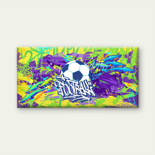 Football Neon Graffiti Vibrant Wall Art Canvas Office Home Room Framed 120x60cm