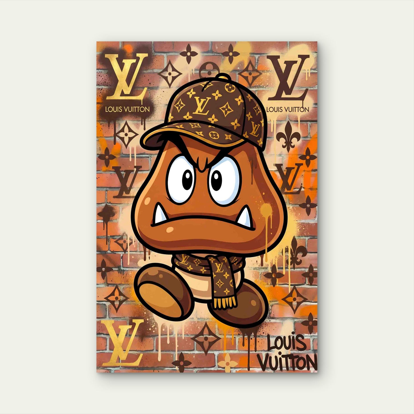 Brown Mushroom Cap Scarf Brick 60x90cm Metal Print Ready to Hang