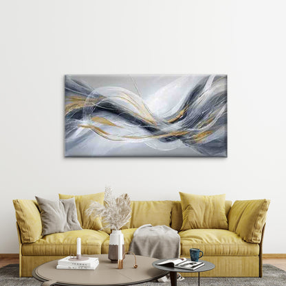 Abstract with Flowing Lines Wall Art Canvas Office Home Room Framed 120x60cm - Bella Home Decor