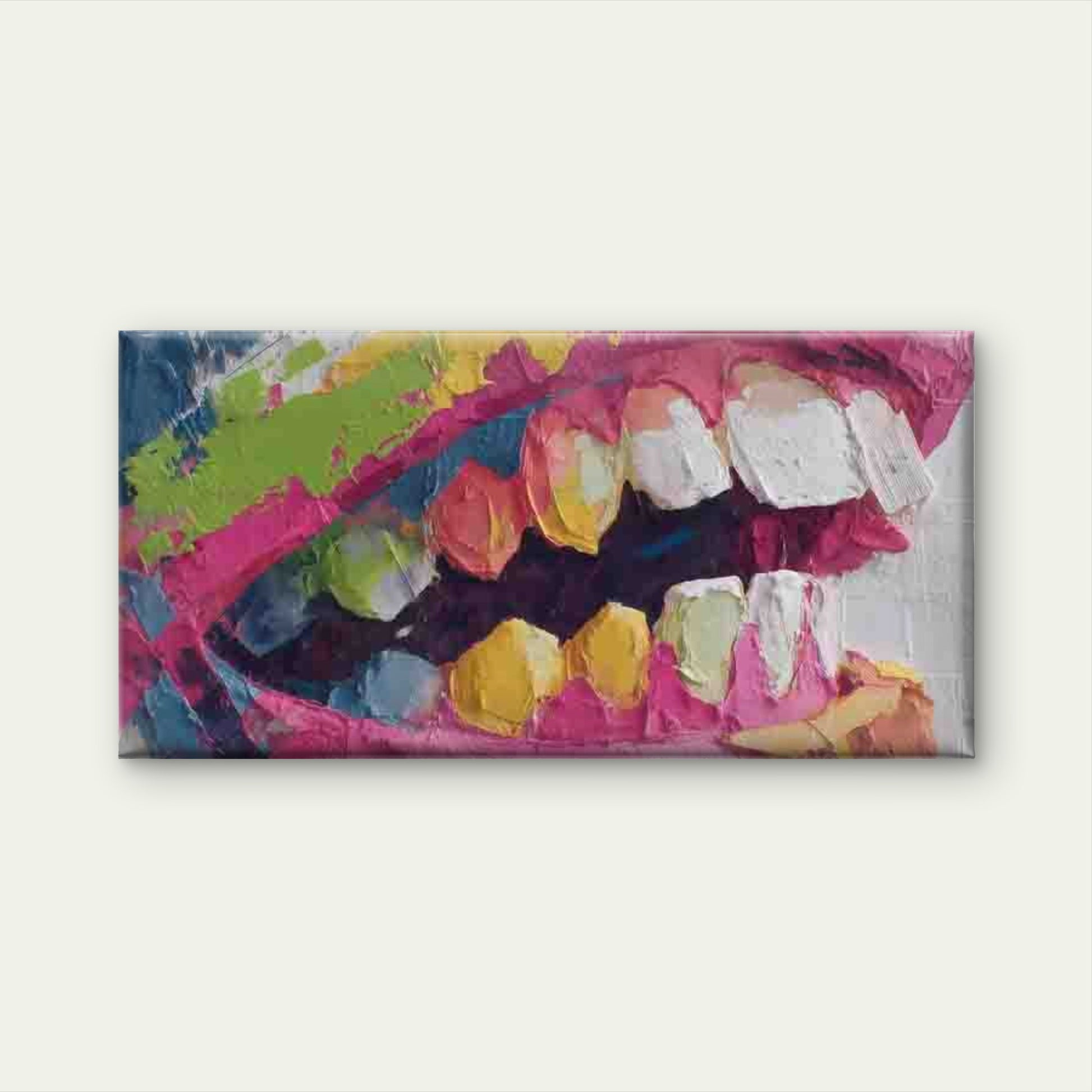 Abstract Lips Colorful Lipstick Wall Art Canvas Office Home Room Framed 120x60cm - Bella Home Decor