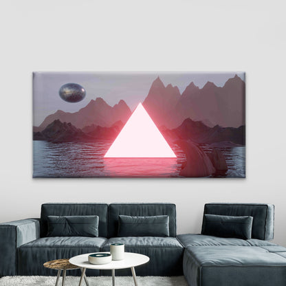 Neon Triangle Mountains Wall Art Canvas Office Home Room Framed 120x60cm