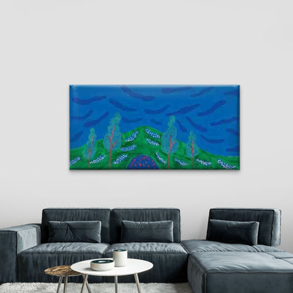 Abstract Landscape with a Blue Wall Art Canvas Office Home Room Framed 120x60cm - Bella Home Decor