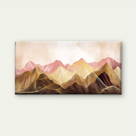 Pink Gold Abstract Mountain Wall Art Canvas Office Home Room Framed 120x60cm