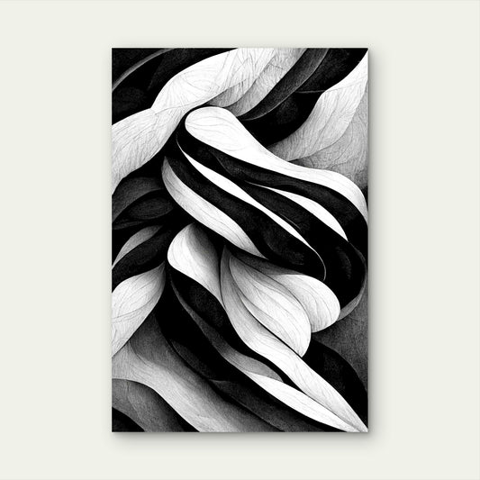 Modern Abstract Dynamic Shapes Black And White Metal Print Ready to Hang